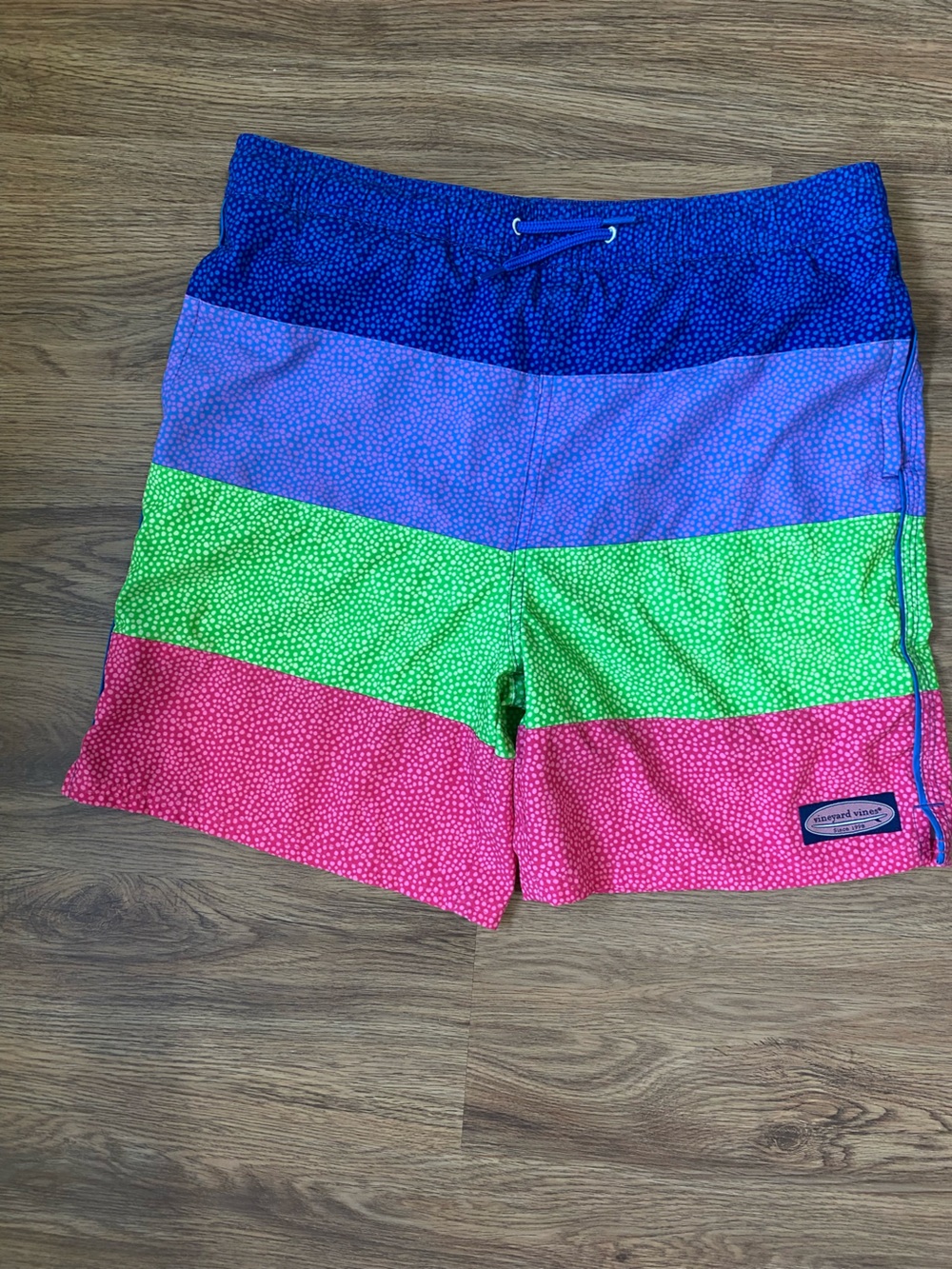 Vineyard Vines Men’s Colorblock Swim Trunks - Blue, Purple, Green, Pink